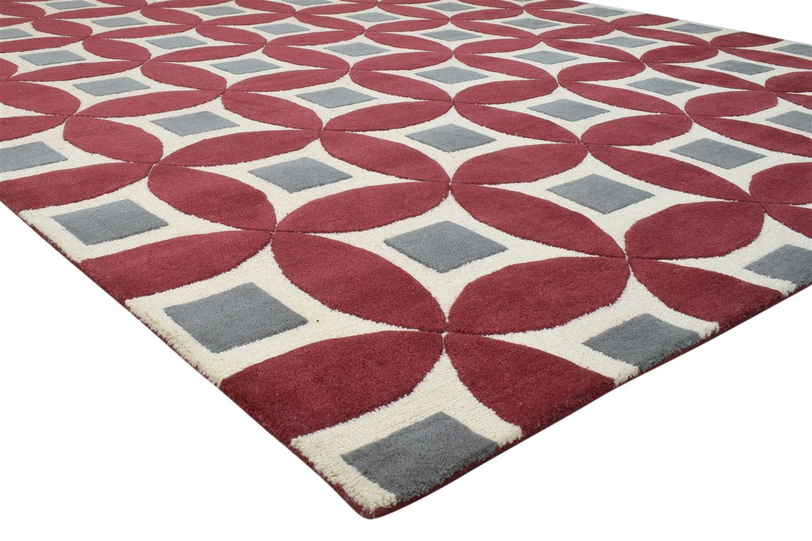 Wool Red Rug 8' X 10' Modern Hand Tufted Moroccan Geometric Large Carpet   7860687863957