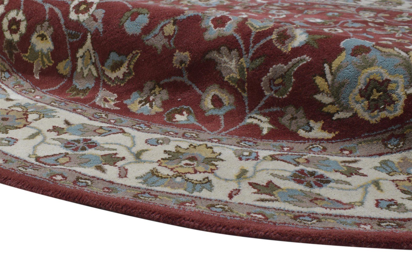 Wool Red Rug 8' X 8' Persian Hand Tufted Kashan Oriental Large Round   7864860410005