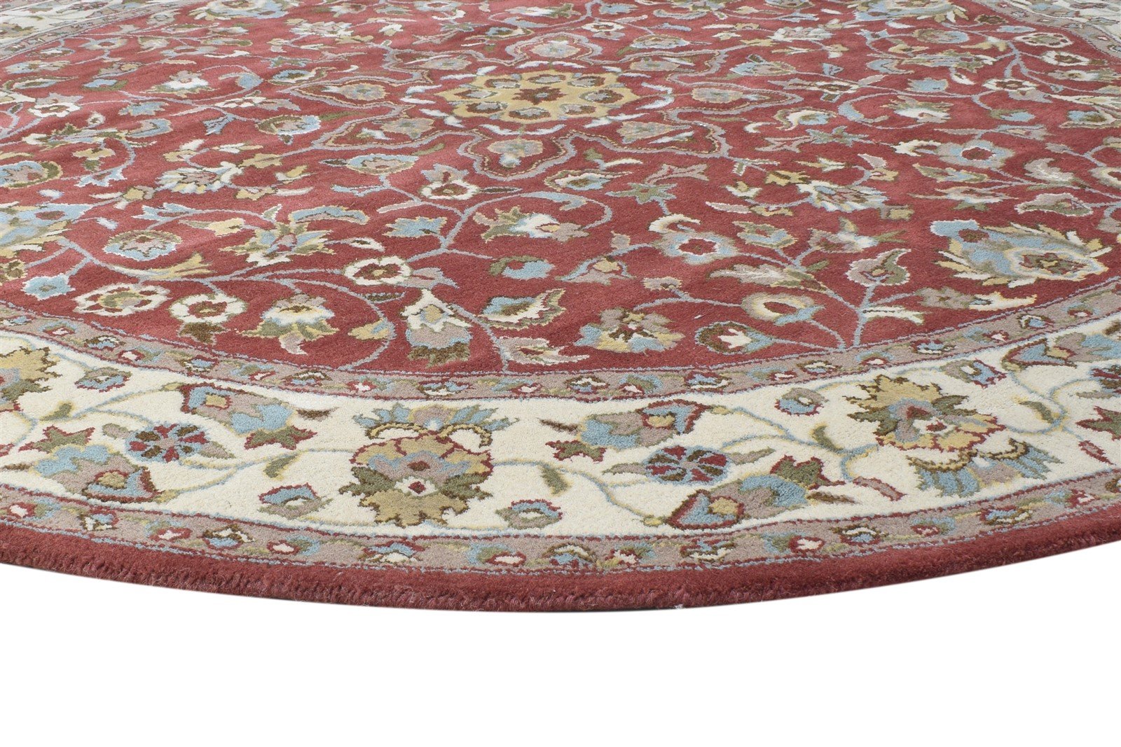 Wool Red Rug 8' X 8' Persian Hand Tufted Kashan Oriental Large Round   7864860410005