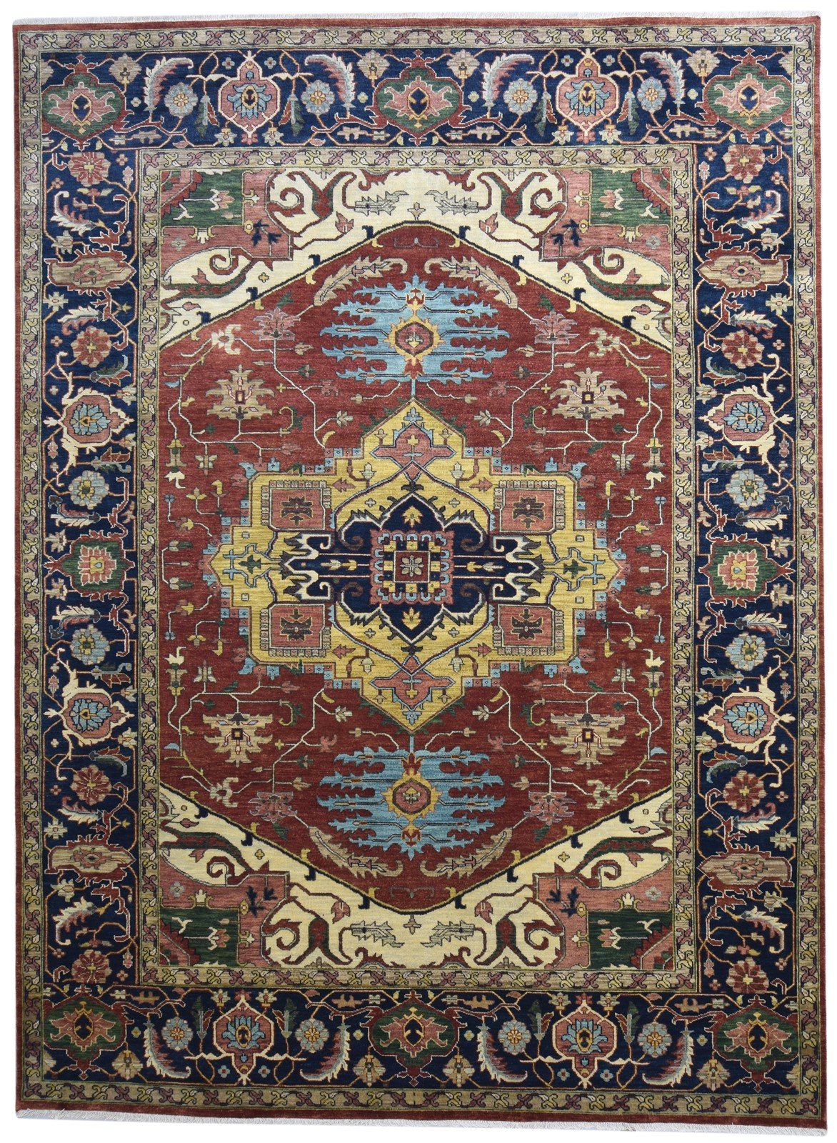 Wool Red Rug 9' X 12' Persian Hand Knotted Serapi Oriental Large Carpet   7864201117845