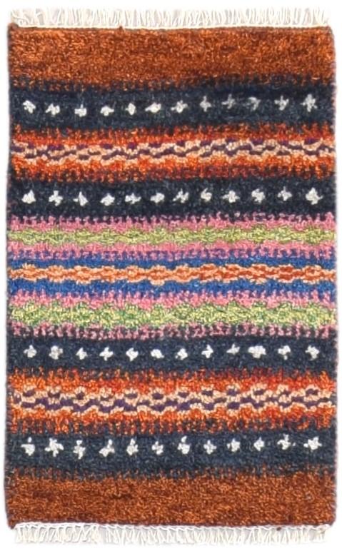 Wool Rust Rug 1' X 2' Southwestern Hand Knotted Gabbeh Striped Small Carpet   7865090834581