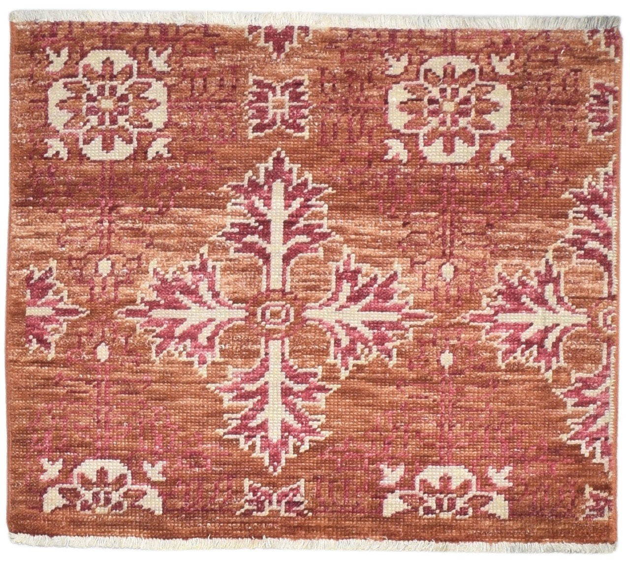 Wool Rust Rug 3' X 3' Persian Hand Knotted Moroccan Oriental Small Carpet   7864924012693