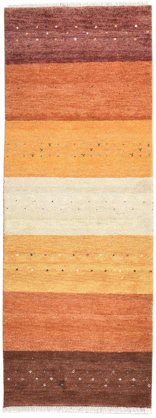 Wool Rust Rug 3' X 7' Southwestern Hand Knotted Gabbeh Striped Small Runner   7865065832597
