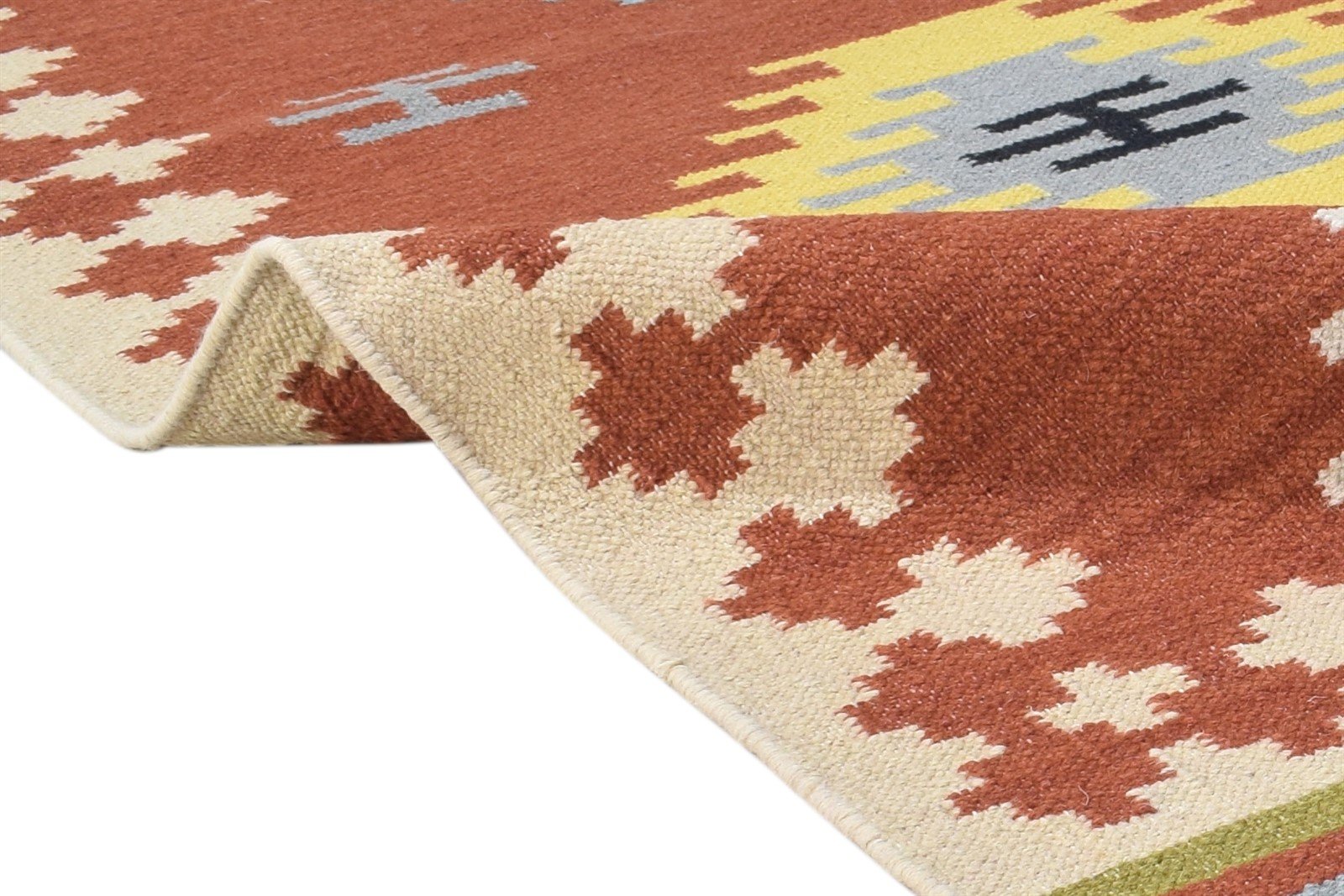 Wool Rust Rug 5' X 7' Persian Dhurrie Southwestern Tribal Room Size Carpet   7864374657173