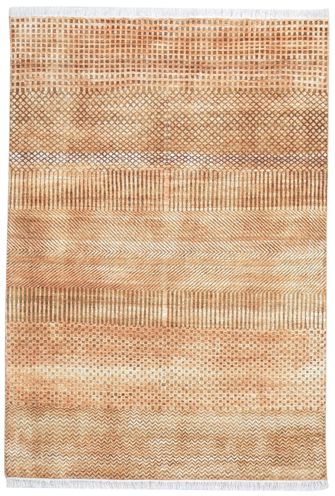 Wool Rust Rug 6' X 9' Modern Hand Knotted Agra Grass Trellis Room Size Carpet   7864861589653