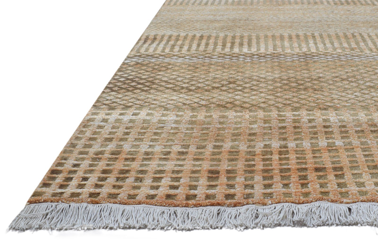 Wool Rust Rug 6' X 9' Modern Hand Knotted Agra Grass Trellis Room Size Carpet   7864861589653