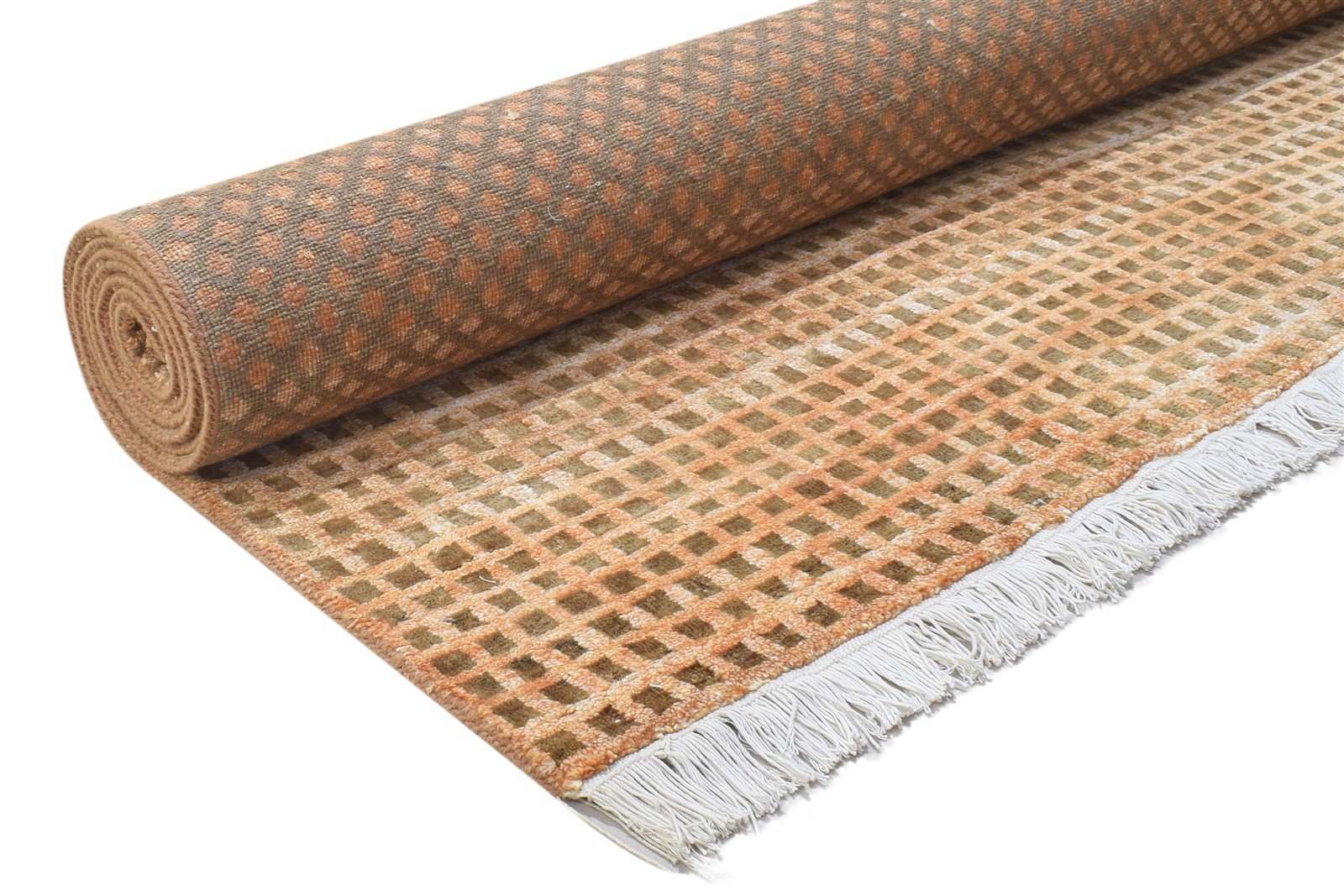 Wool Rust Rug 6' X 9' Modern Hand Knotted Agra Grass Trellis Room Size Carpet   7864861589653