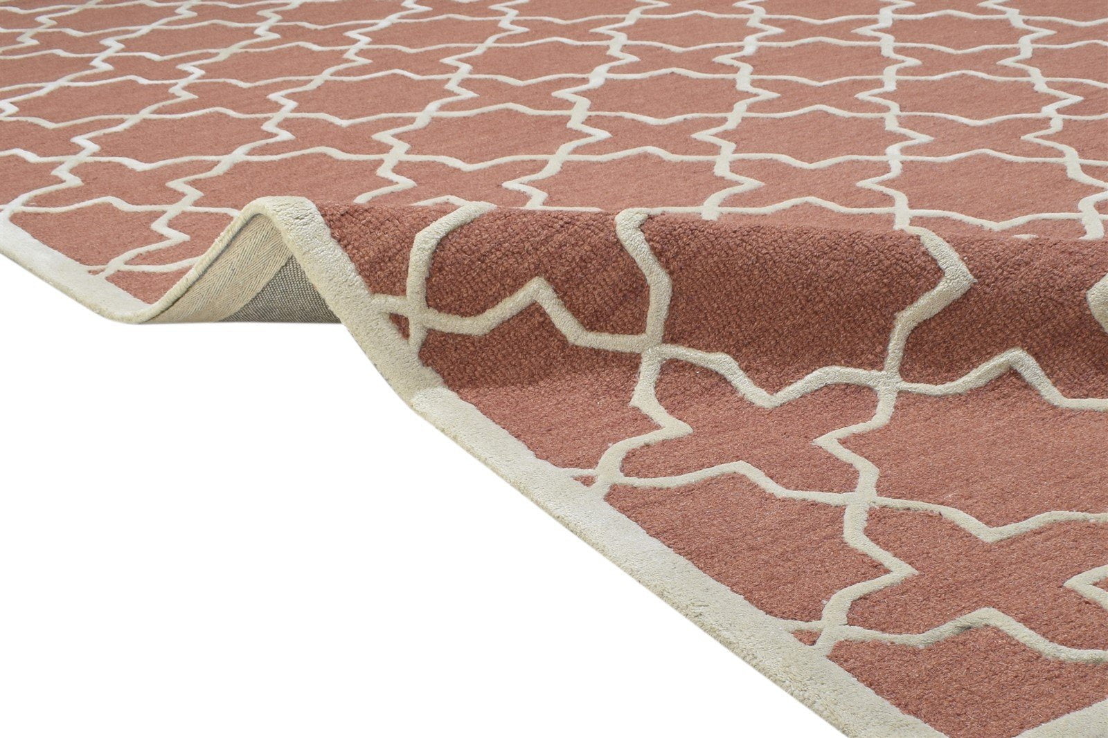 Wool Rust Rug 8' X 10' Modern Hand Tufted Moroccan Geometric Large Carpet   7864307843221