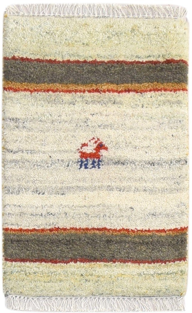 Wool Sage Rug 1' X 2' Tribal Hand Knotted Gabbeh Southwestern Small Carpet   7864501338261