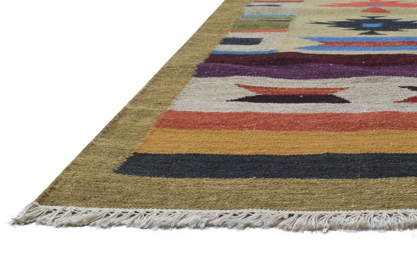 Wool Sand Rug 4' X 6' Persian Dhurrie Southwestern Tribal Room Size Carpet   7864386257045