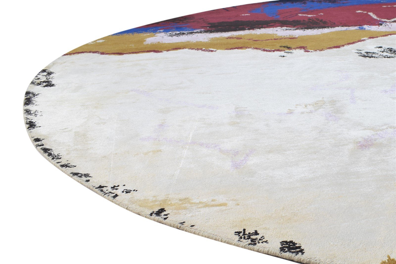 Wool / Silk Beige Rug 11X11 Modern Hand Knotted American Abstract Extra Large   7864616583317