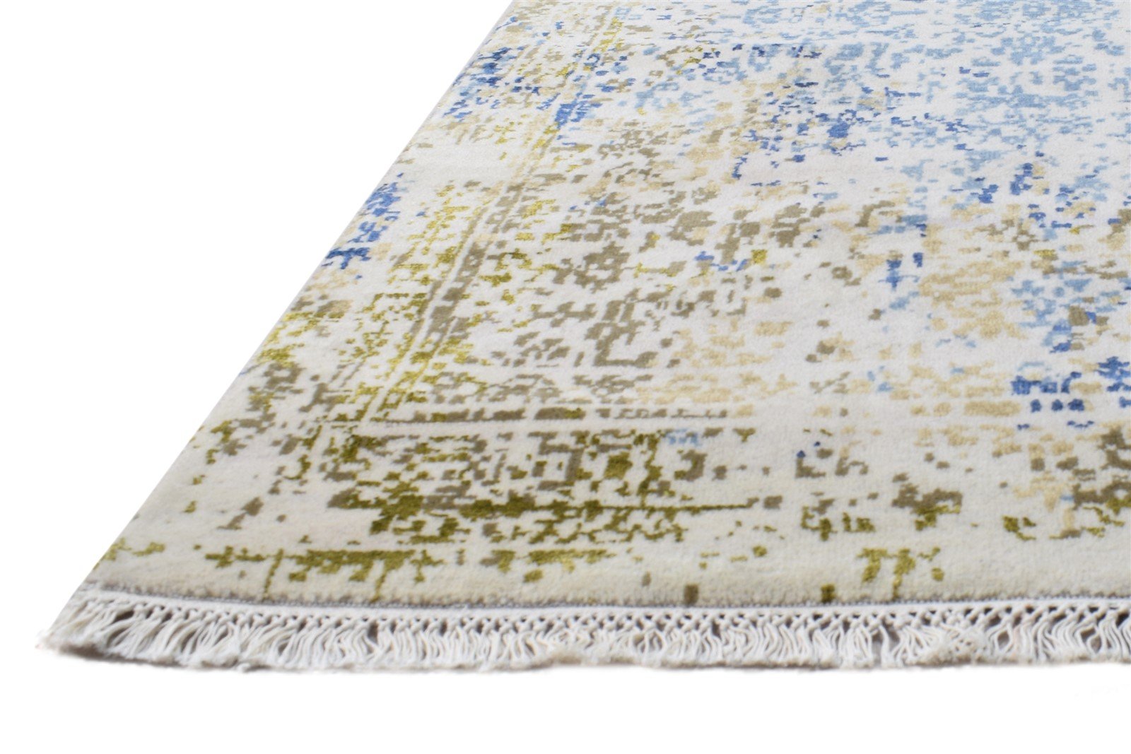 Wool / Silk Beige Rug 3X5 Modern Hand Knotted Oriental Abstract Small Carpet   7864595546261