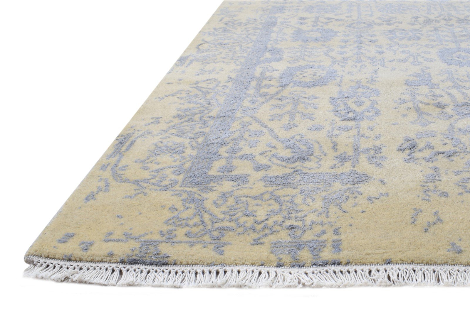 Wool / Silk Beige Rug 4X6 Modern Hand Knotted Oriental Abstract Room Size   7864588894357