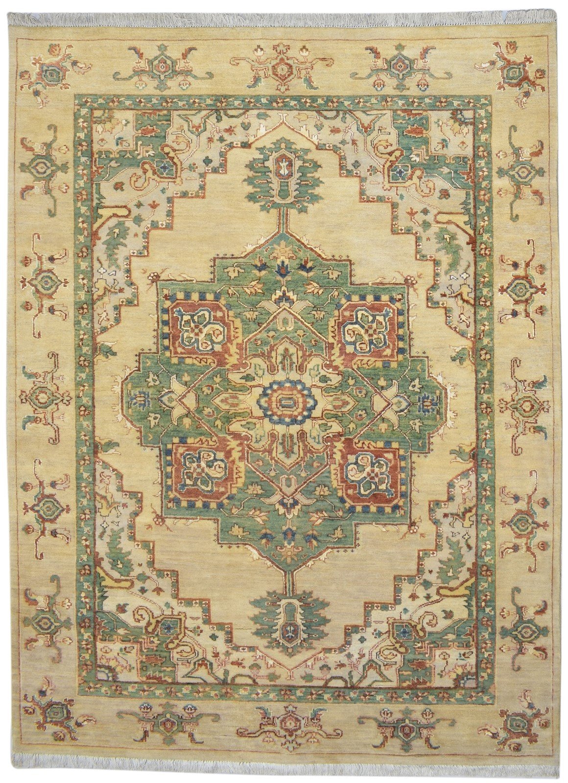 Wool / Silk Beige Rug 5X7 Persian Hand Knotted Oushak Oriental Room Size Carpet   7864091017365