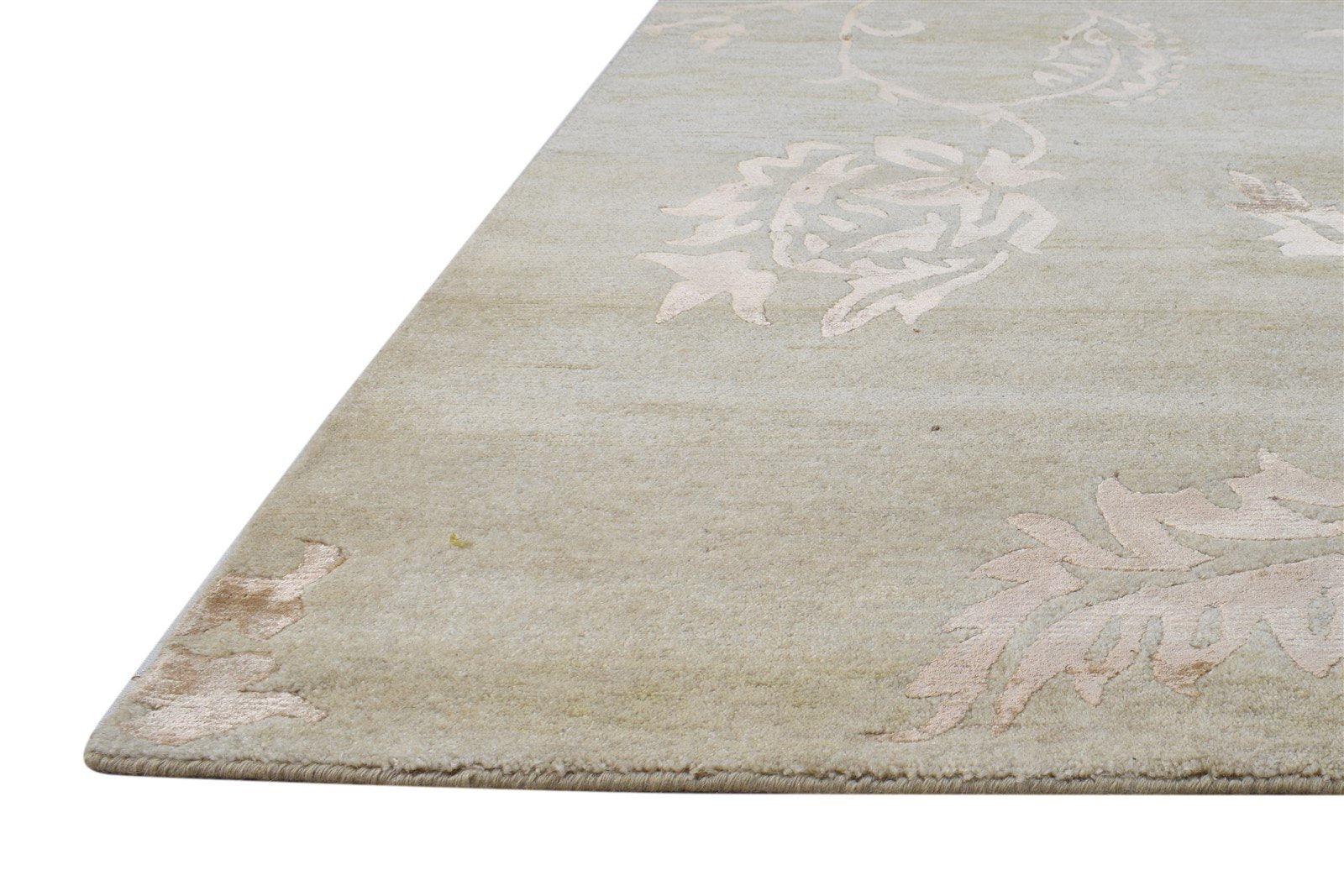 Wool / Silk Beige Rug 6X9 Modern Hand Knotted French Floral Room Size Carpet   7865097453717