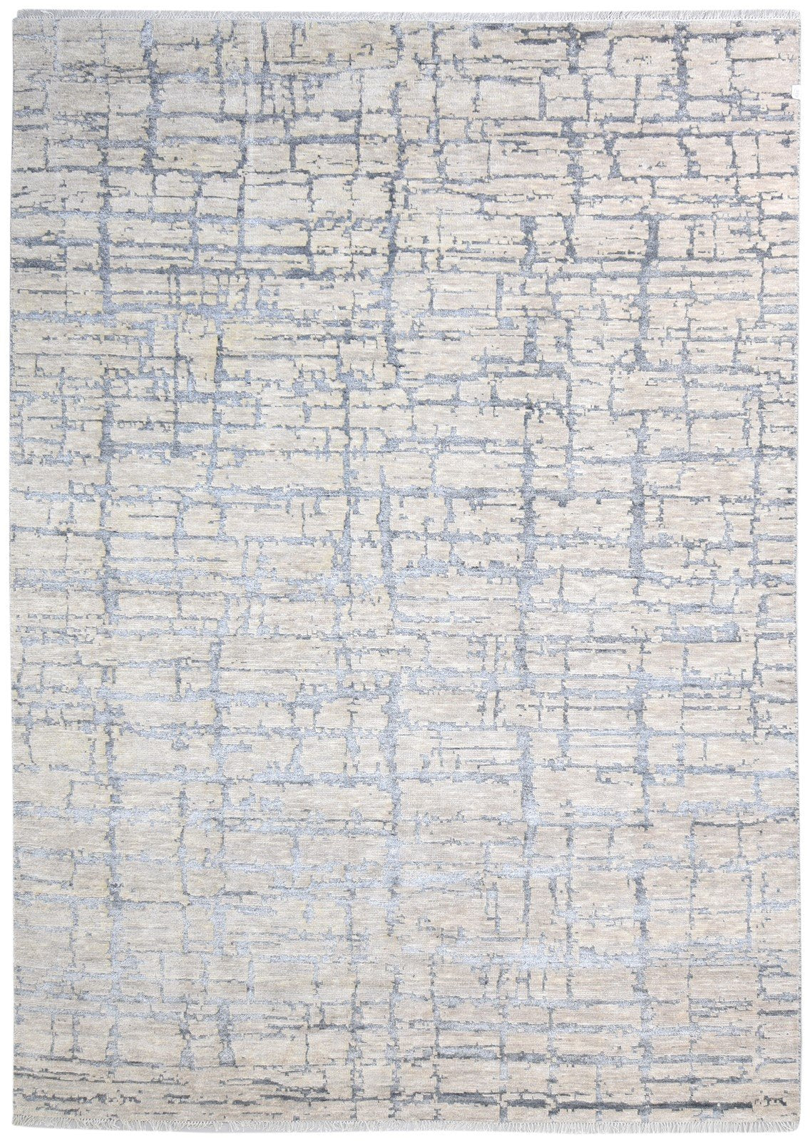 Wool / Silk Beige Rug 9X12 Modern Hand Knotted American Abstract Large Carpet   7865146867861