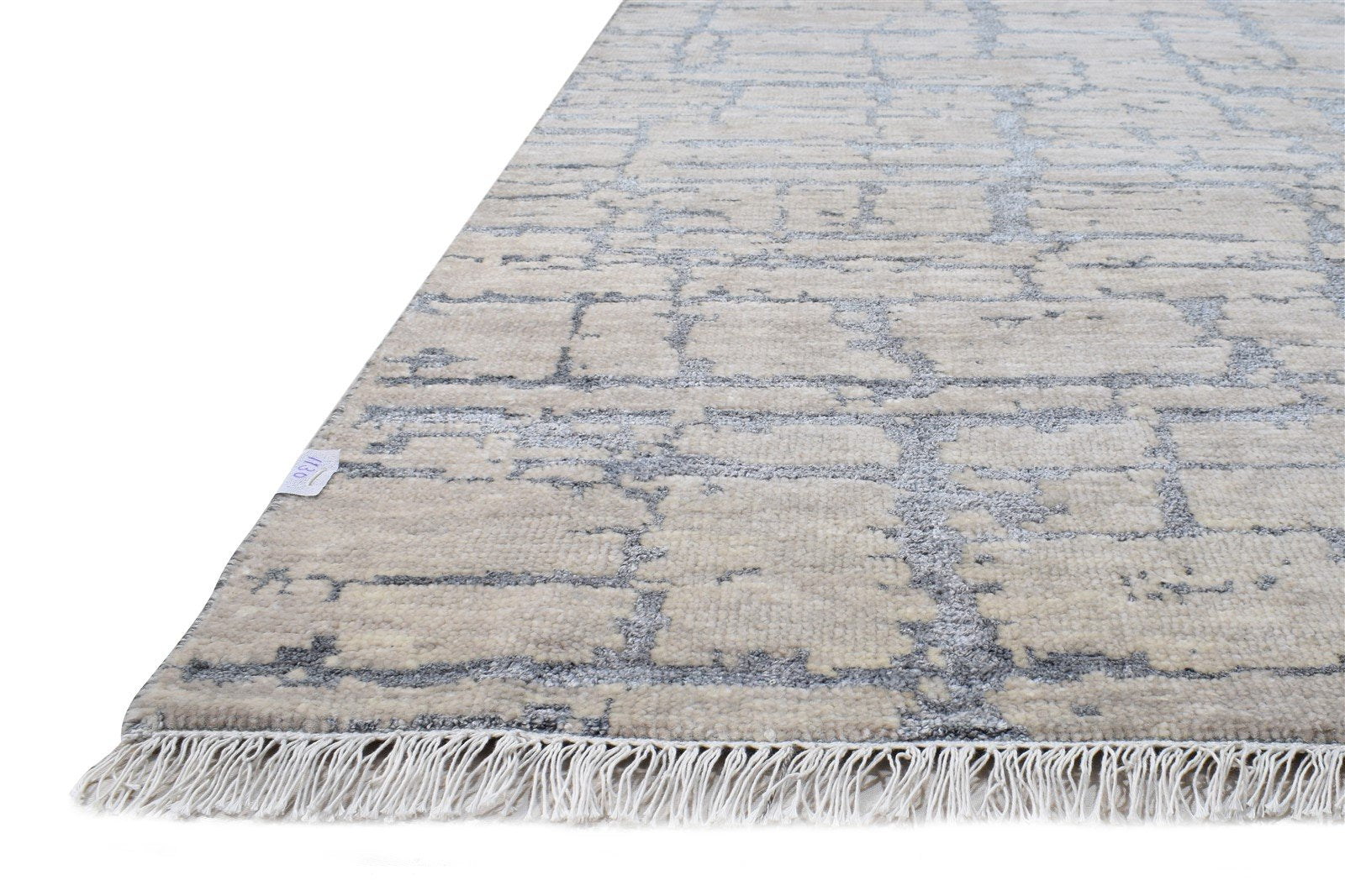 Wool / Silk Beige Rug 9X12 Modern Hand Knotted American Abstract Large Carpet   7865146867861