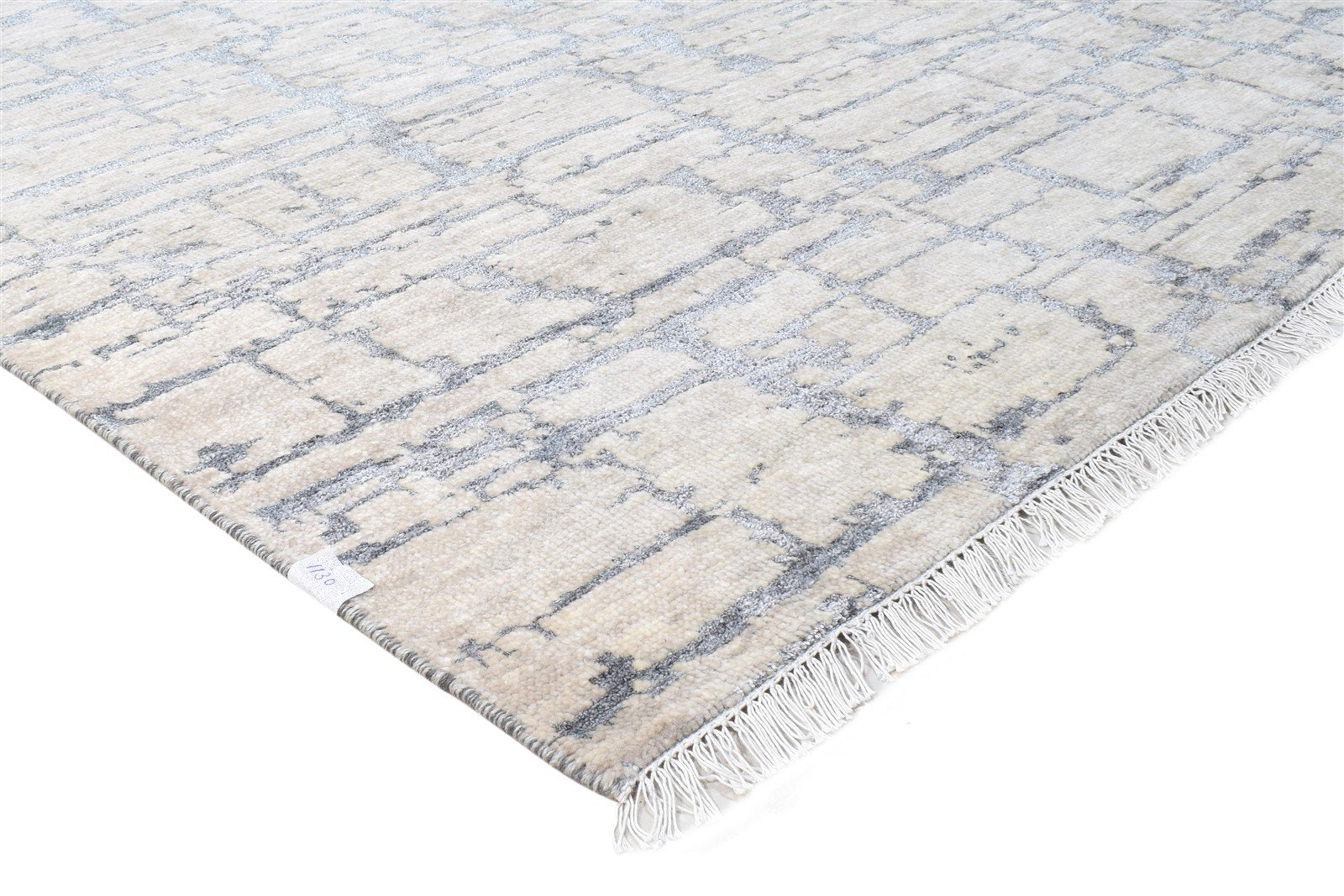 Wool / Silk Beige Rug 9X12 Modern Hand Knotted American Abstract Large Carpet   7865146867861
