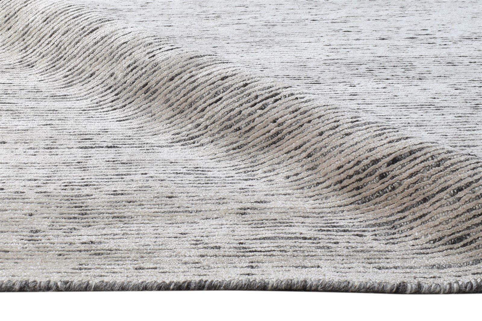 Wool / Silk Beige Rug 9X12 Modern Hand Knotted Scandinavian Solid Large Carpet   7864578277525
