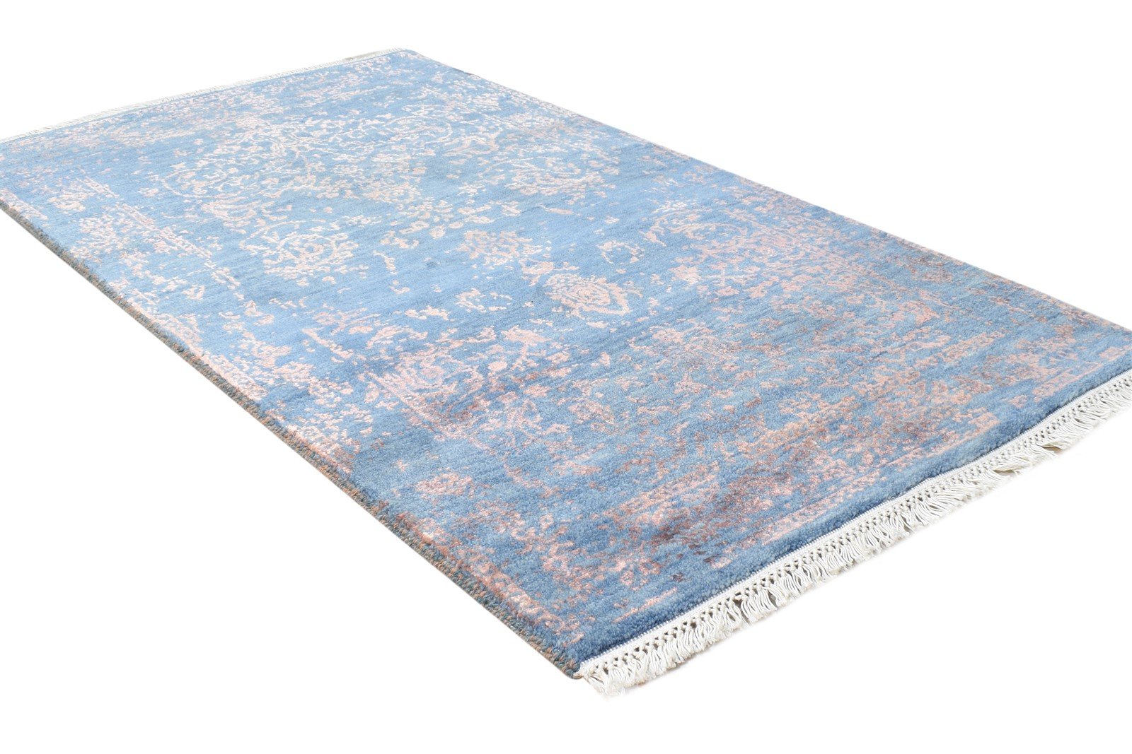 Wool / Silk Blue Rug 2'6"x4 Modern Hand Knotted Oriental Abstract Small Carpet   7864590729365