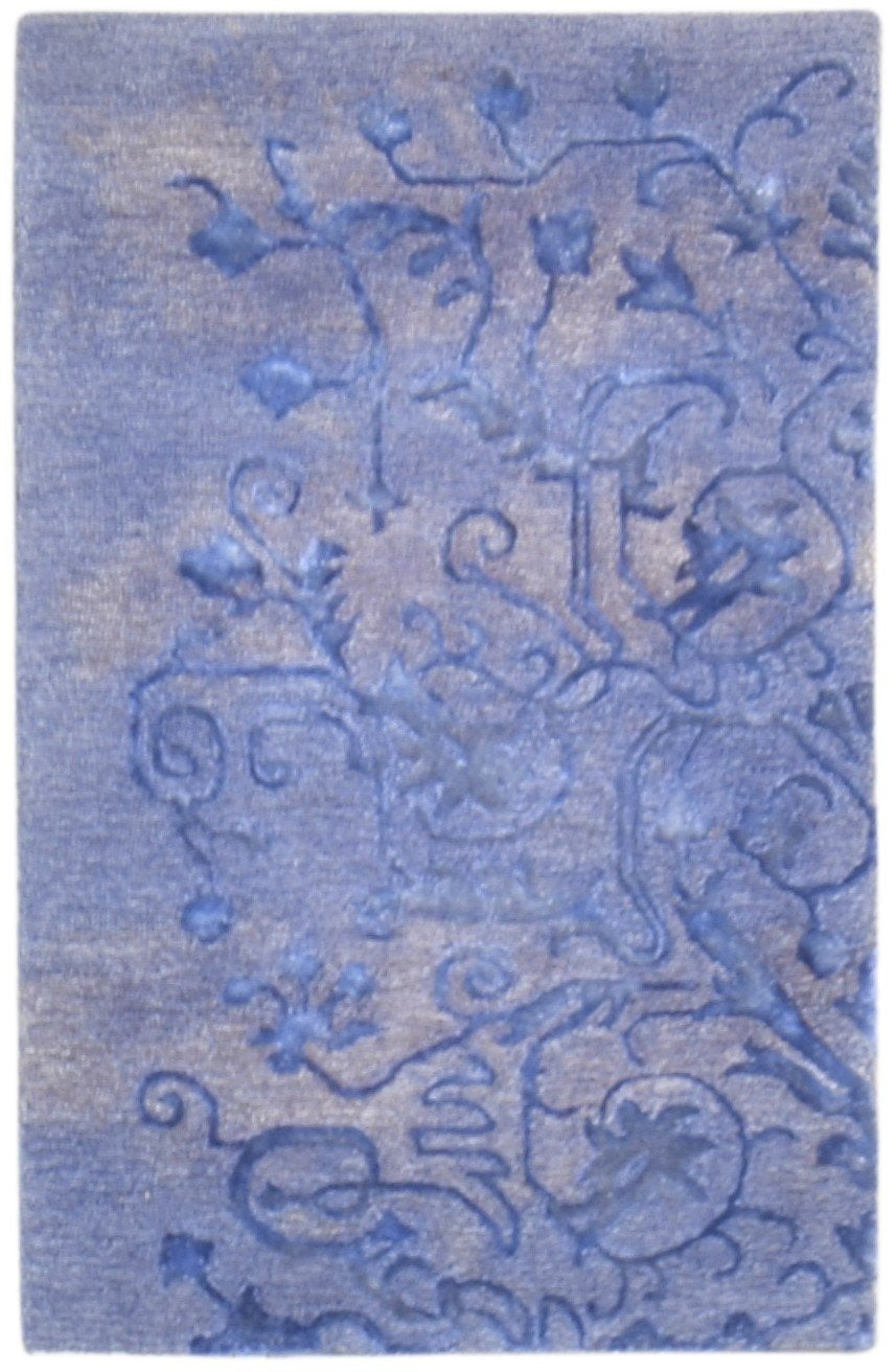 Wool / Silk Blue Rug 3' X 4' Modern Hand Tufted American Abstract Small Carpet   7865178357909