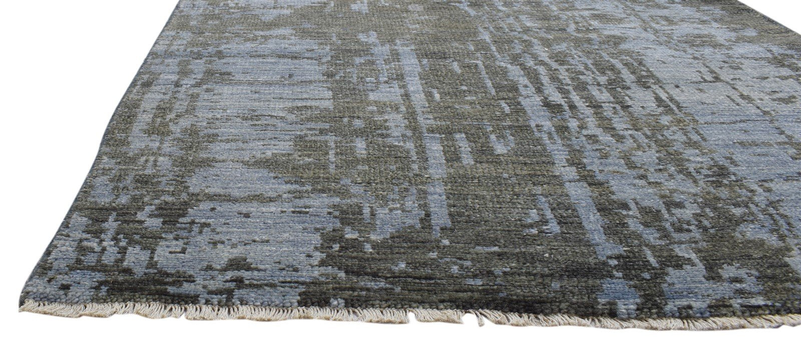 Wool Silk Blue Rug 4' X 6' Modern Hand Knotted Indian Abstract Room Size Carpet   7860680720533