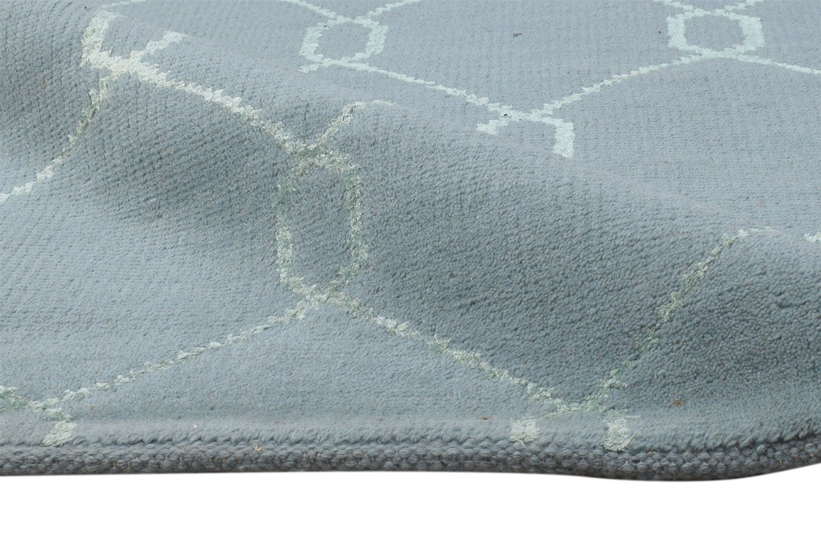 Wool / Silk Blue Rug 5X8 Modern Hand Knotted Moroccan Trellis Room Size Carpet   7864420237461