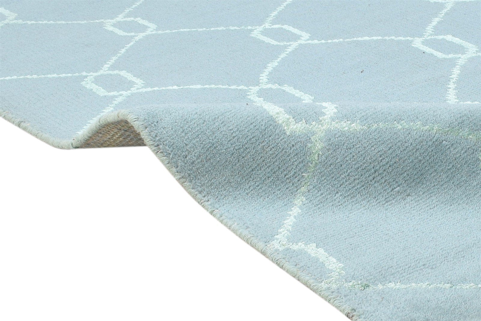Wool / Silk Blue Rug 5X8 Modern Hand Knotted Moroccan Trellis Room Size Carpet   7864420237461