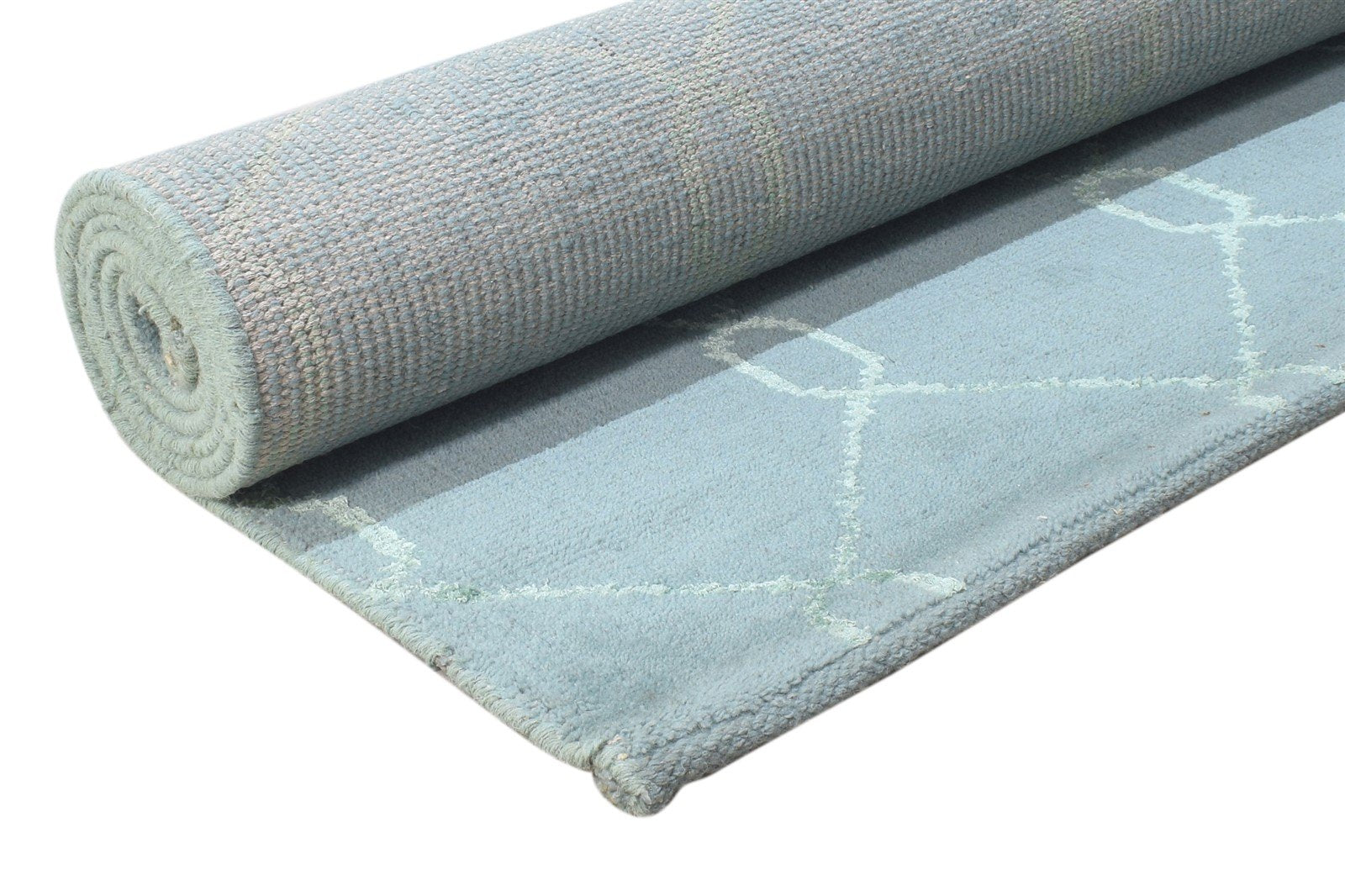 Wool / Silk Blue Rug 5X8 Modern Hand Knotted Moroccan Trellis Room Size Carpet   7864420237461