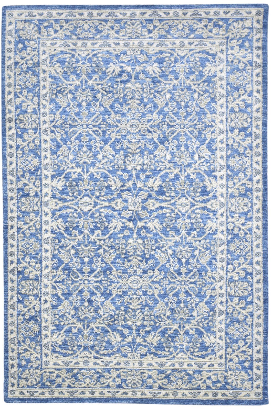 Wool Silk Blue Rug 5X8 Modern Jacquard Loom Oushak Oriental Room Size Carpet   7864145510549