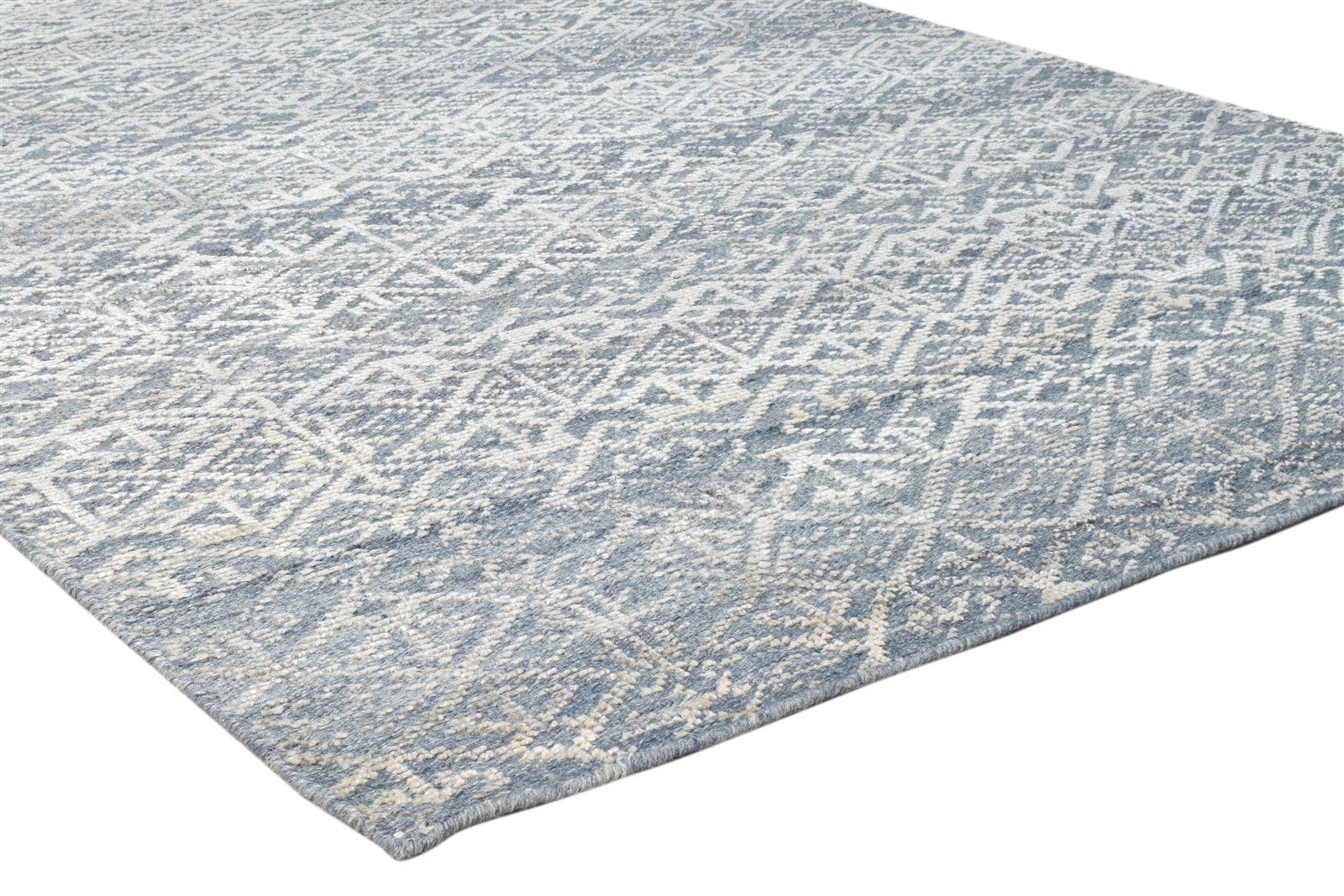 Wool Silk Blue Rug 5X9 Modern Hand Knotted Scandinavian Floral Room Size Carpet   7860678361237