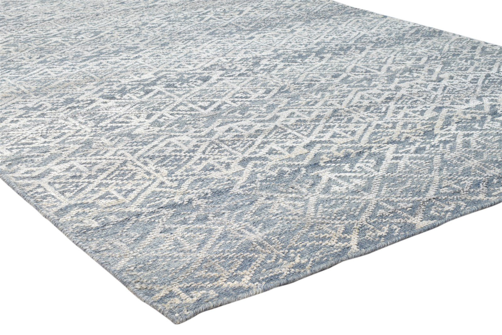 Wool Silk Blue Rug 5X9 Modern Hand Knotted Scandinavian Floral Room Size Carpet   7860678361237