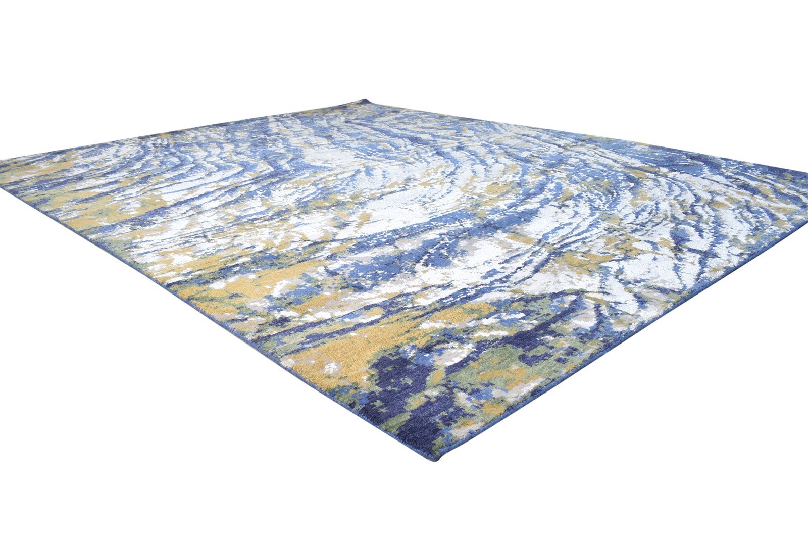 Wool / Silk Blue Rug 8' X 10' Modern Hand Knotted Indian Abstract Large Carpet   7864398545045