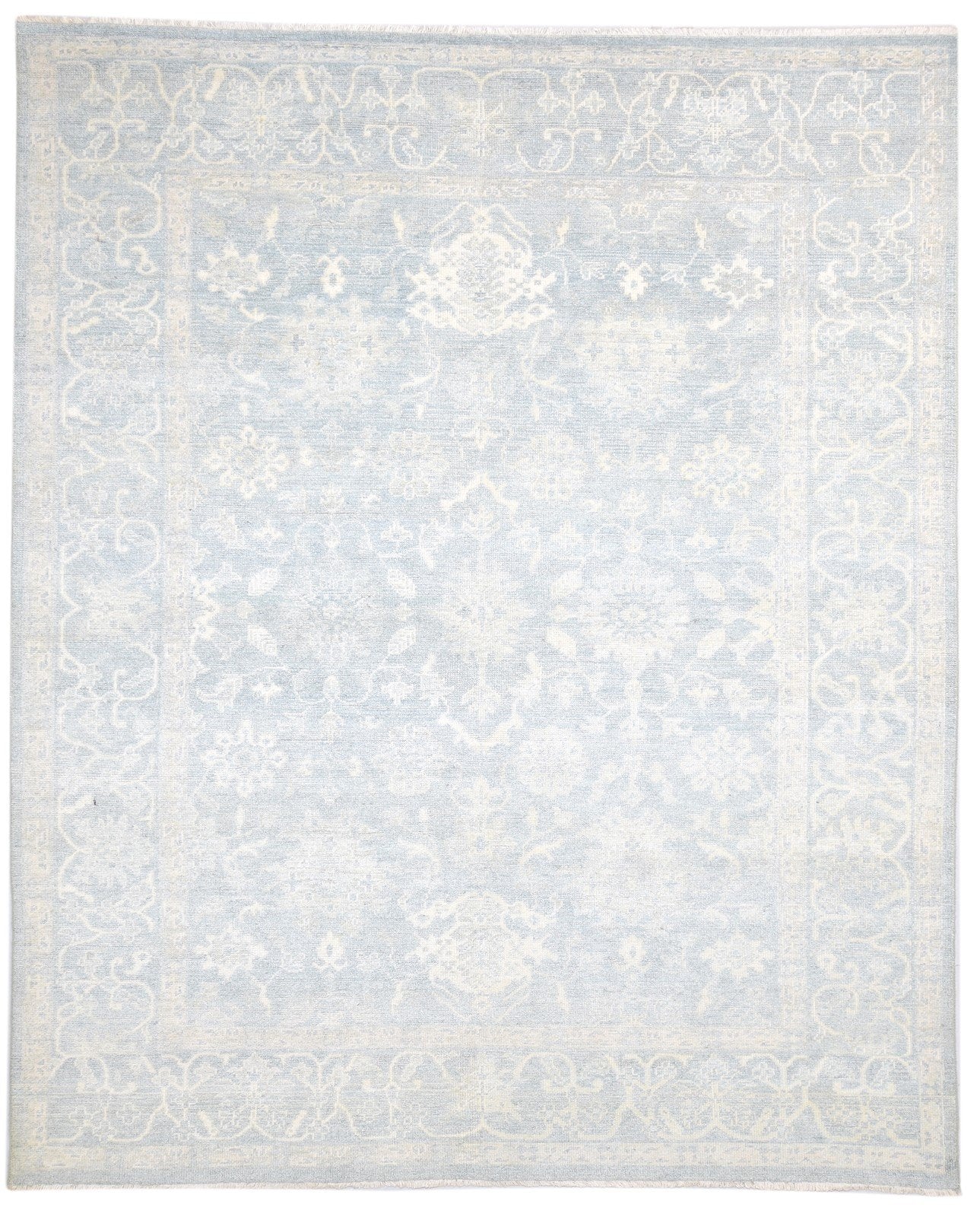 Wool Silk Blue Rug 8' X 10' Persian Hand Knotted Oushak Oriental Large Carpet   7864105304213