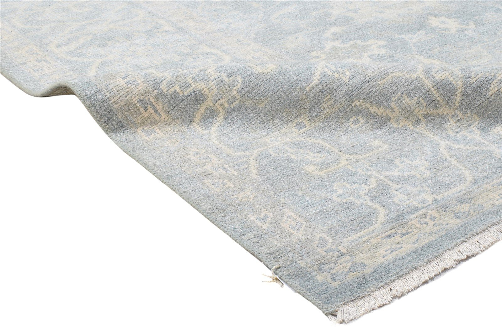 Wool Silk Blue Rug 8' X 10' Persian Hand Knotted Oushak Oriental Large Carpet   7864105304213