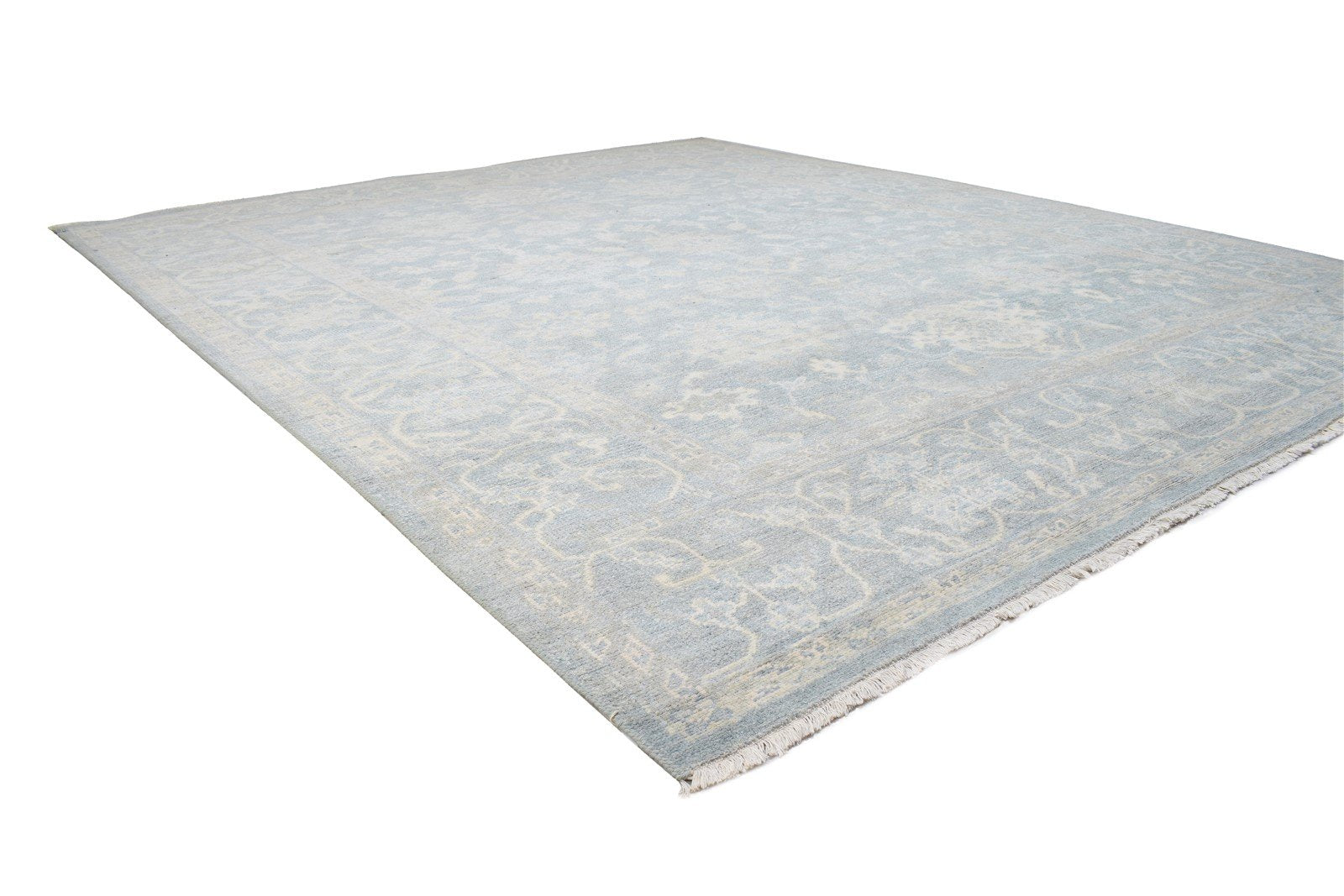 Wool Silk Blue Rug 8' X 10' Persian Hand Knotted Oushak Oriental Large Carpet   7864105304213