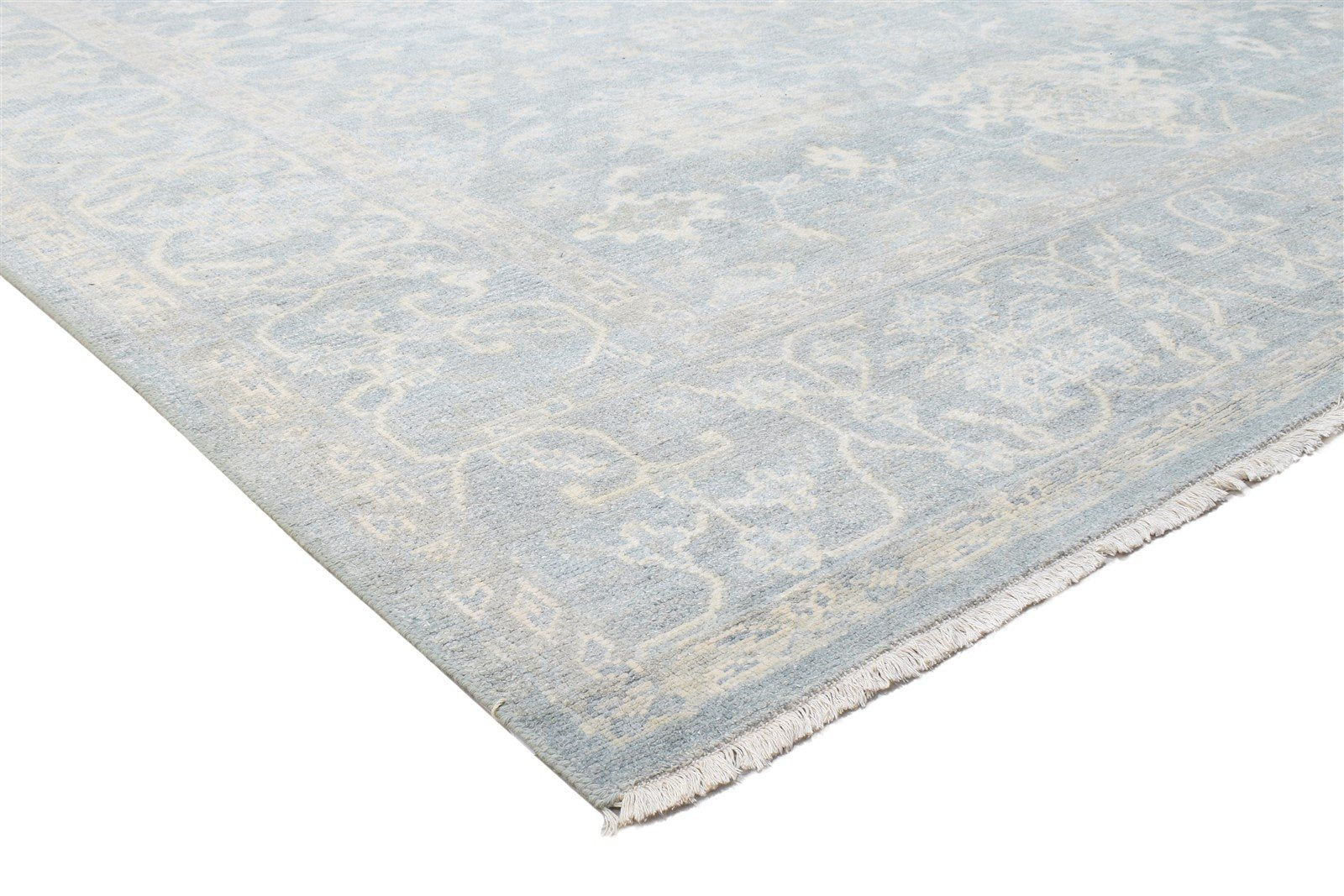 Wool Silk Blue Rug 8' X 10' Persian Hand Knotted Oushak Oriental Large Carpet   7864105304213