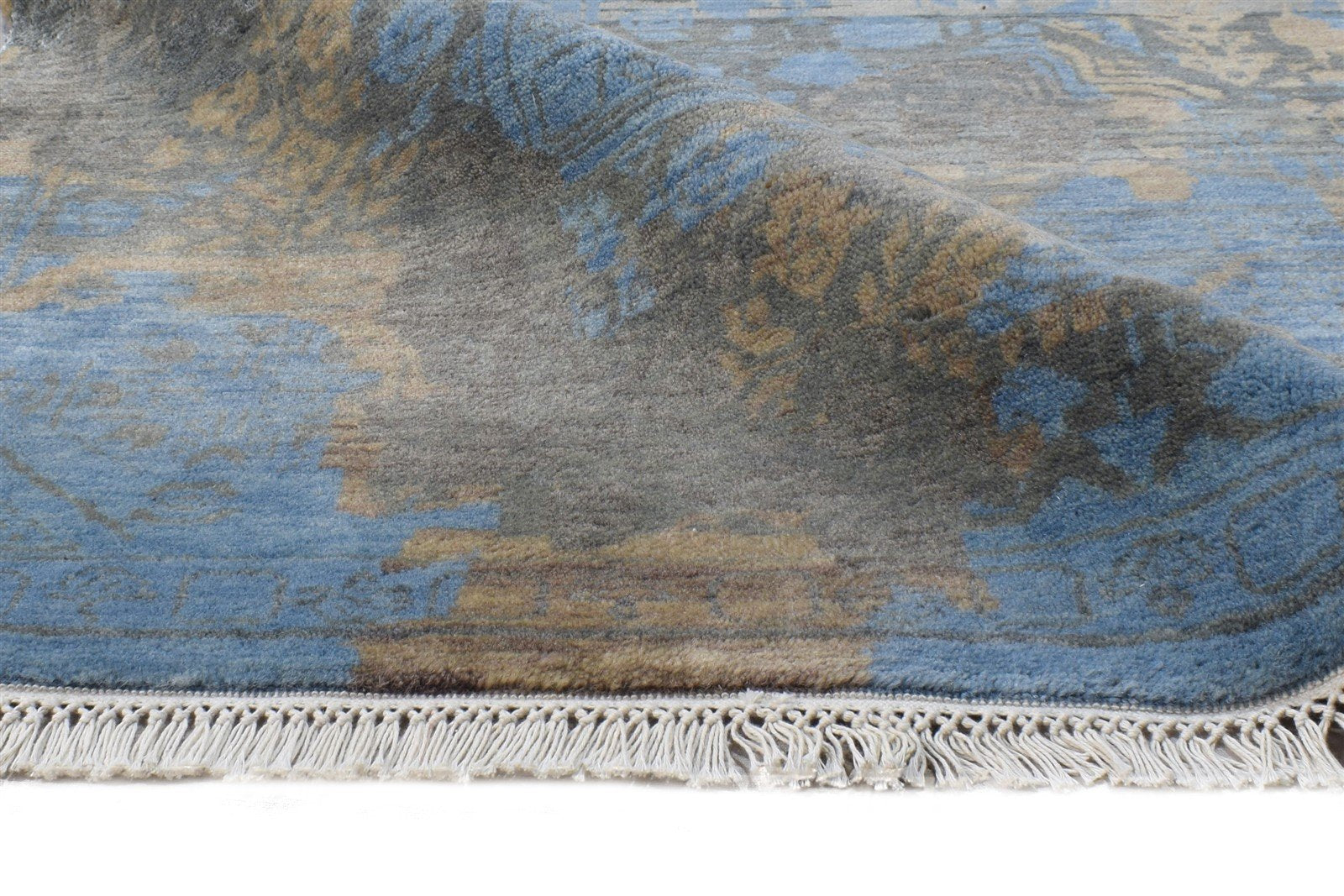 Wool / Silk Blue Rug 8X10 Modern Hand Knotted American Abstract Large Carpet   7864601510037