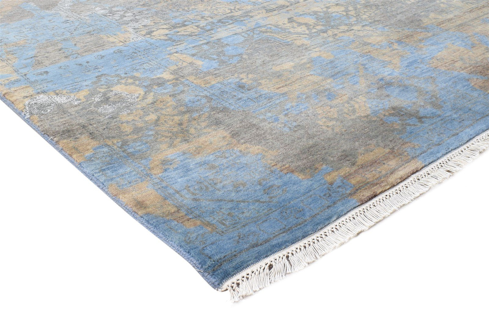 Wool / Silk Blue Rug 8X10 Modern Hand Knotted American Abstract Large Carpet   7864601510037