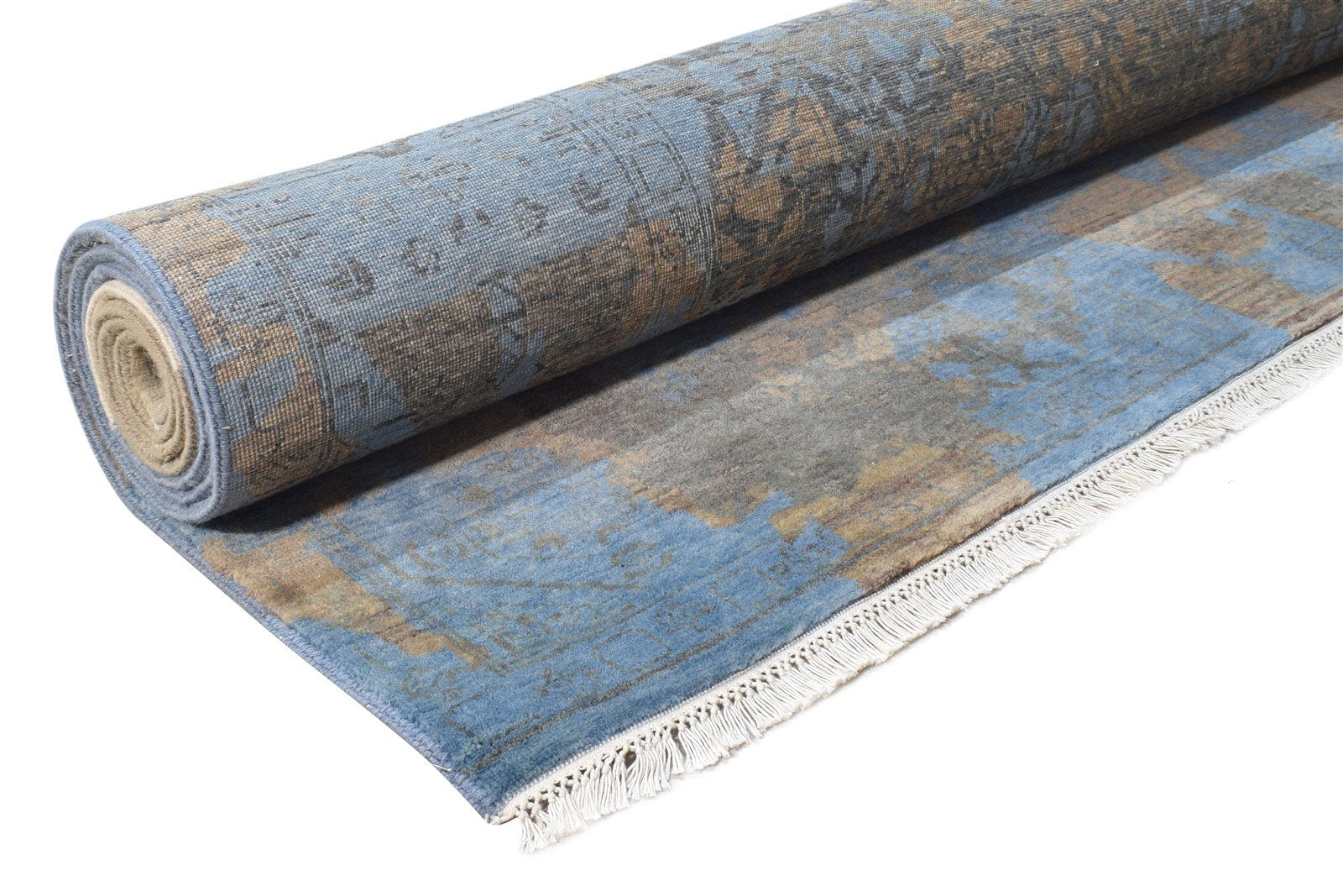 Wool / Silk Blue Rug 8X10 Modern Hand Knotted American Abstract Large Carpet   7864601510037