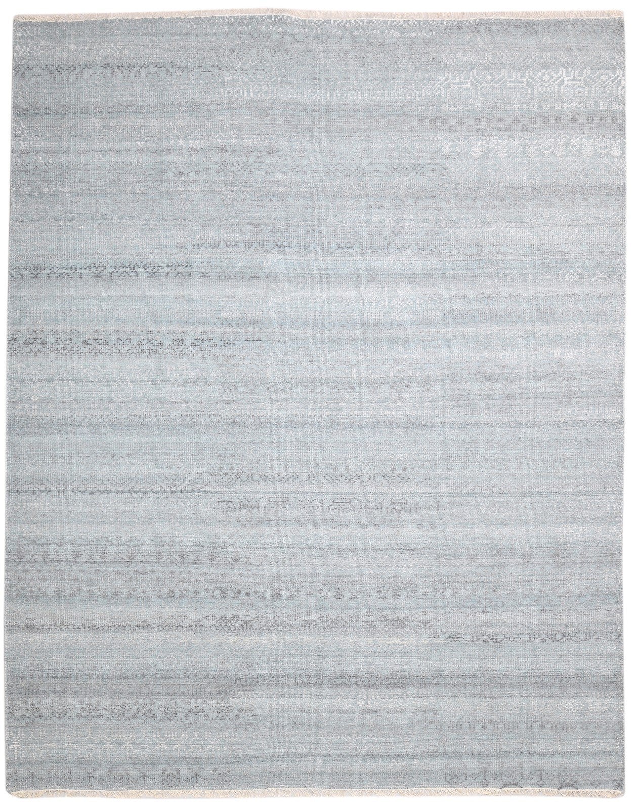 Wool / Silk Blue Rug 8X10 Modern Hand Knotted Scandinavian Trellis Large Carpet   7864105238677