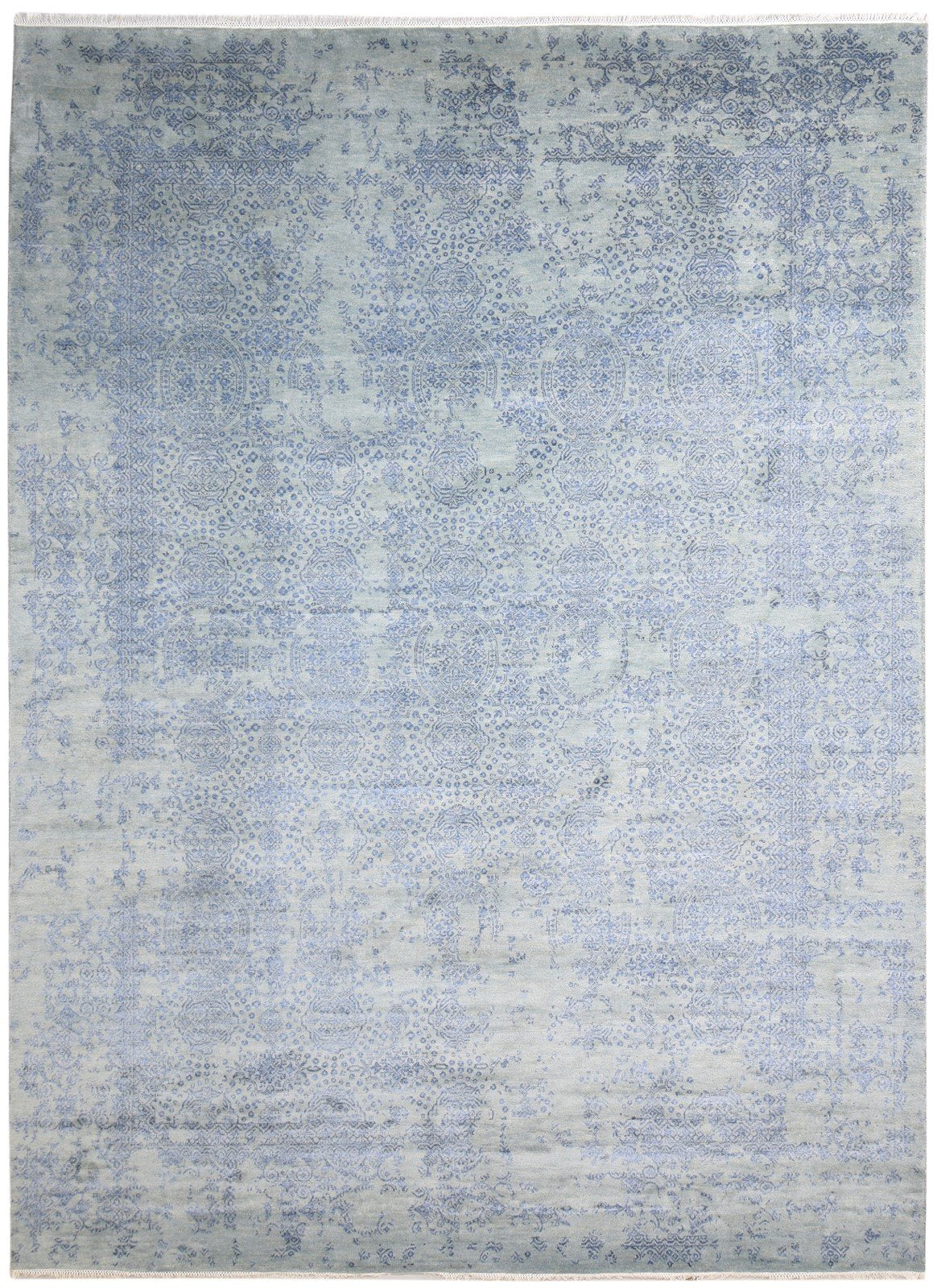 Wool / Silk Blue Rug 9X12 Modern Hand Knotted Oriental Abstract Extra Large   7864608260245