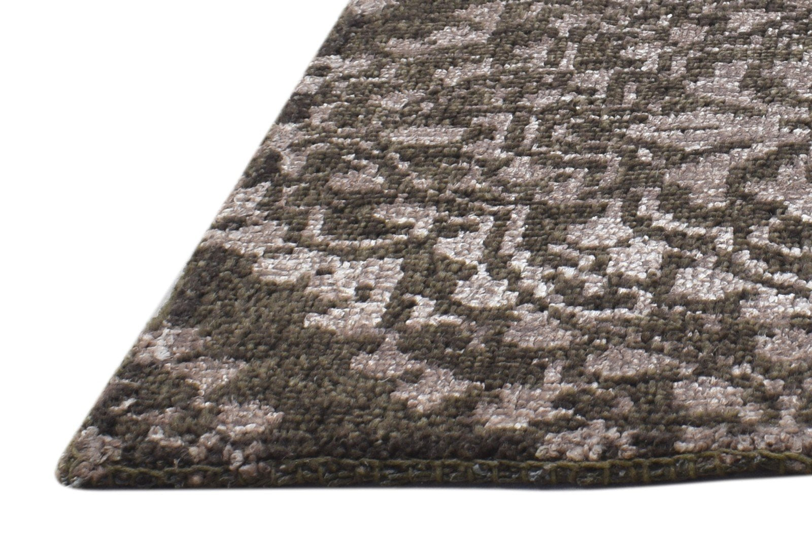 Wool / Silk Brown Rug 2' X 2' Modern Hand Knotted Moroccan Trellis Small Carpet   7864129355925