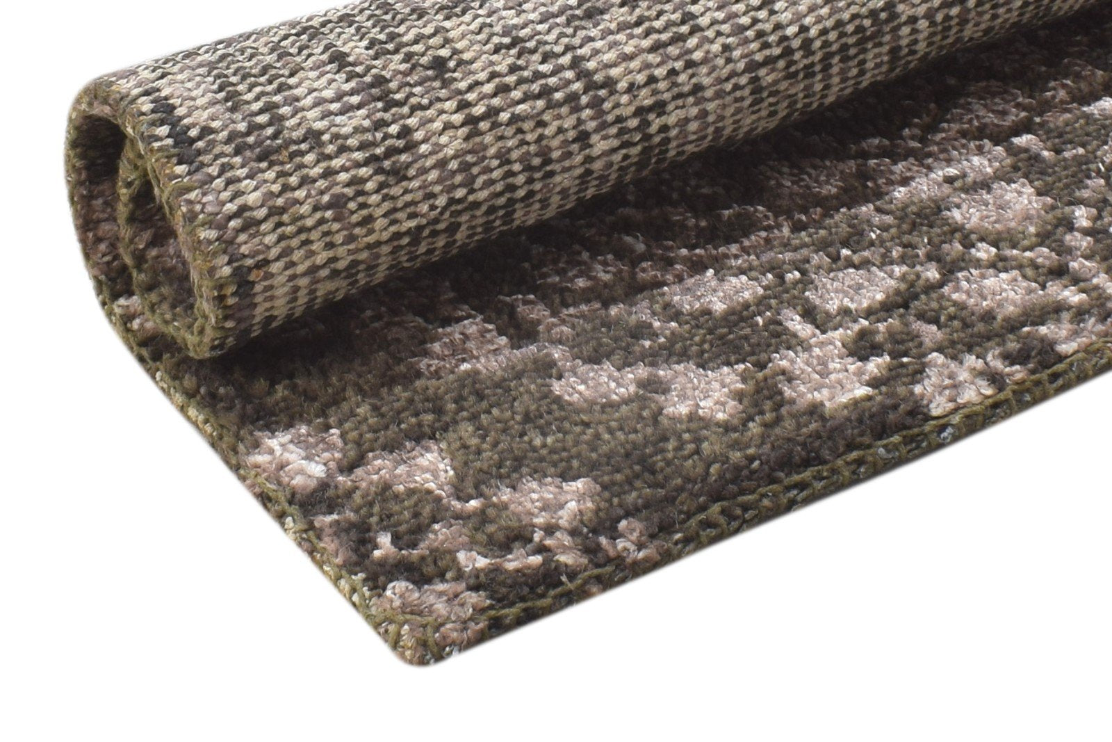 Wool / Silk Brown Rug 2' X 2' Modern Hand Knotted Moroccan Trellis Small Carpet   7864129355925