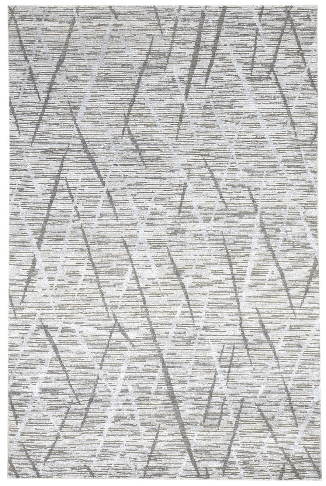 Wool / Silk Brown Rug 5X8 Modern Hand Knotted Scandinavian Geometric Room Size   7864428626069