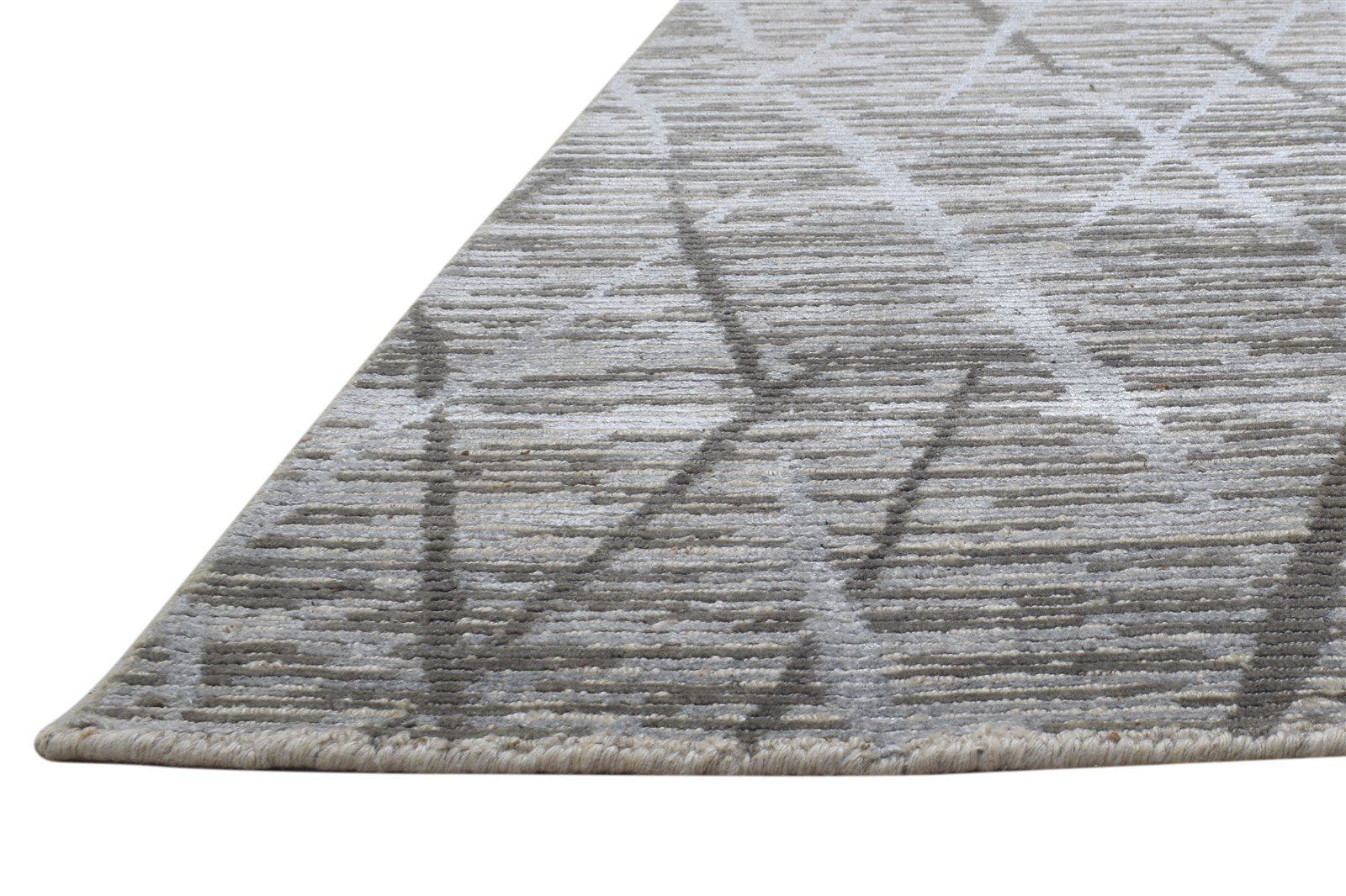 Wool / Silk Brown Rug 5X8 Modern Hand Knotted Scandinavian Geometric Room Size   7864428626069