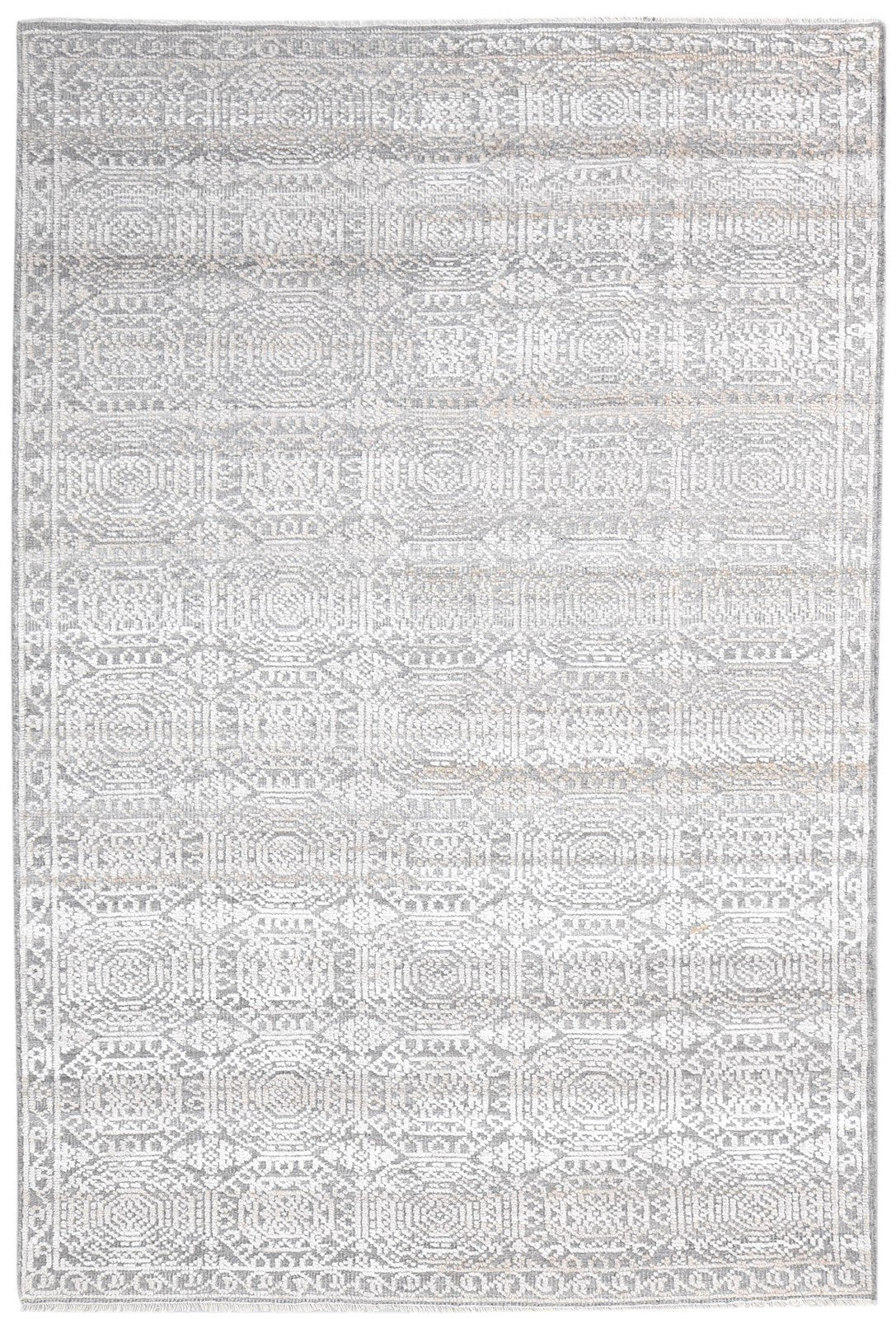 Wool Silk Brown Rug 6' X 9' Modern Hand Knotted Moroccan Geometric Large Carpet   7864626675861