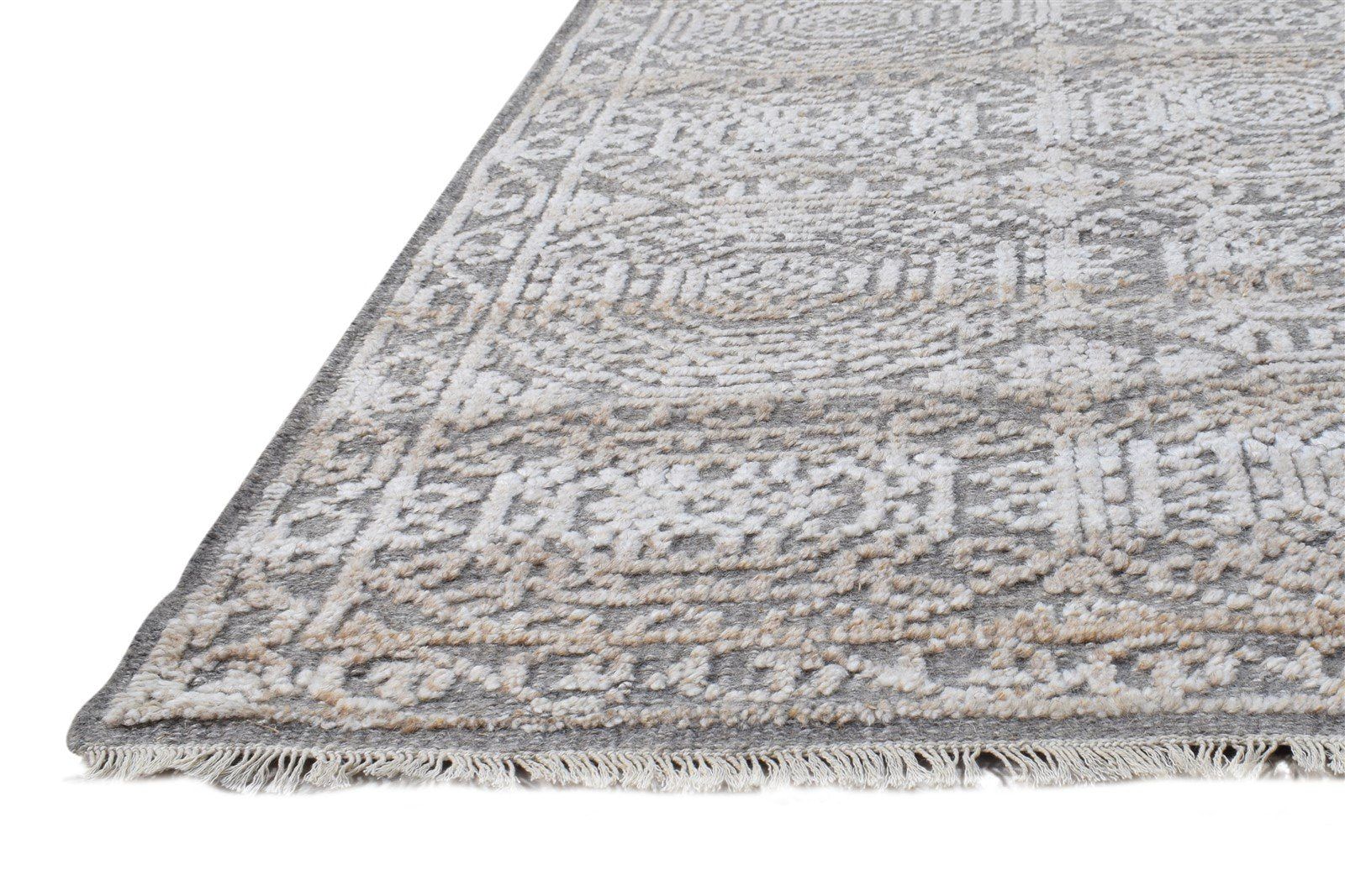 Wool Silk Brown Rug 6' X 9' Modern Hand Knotted Moroccan Geometric Large Carpet   7864626675861