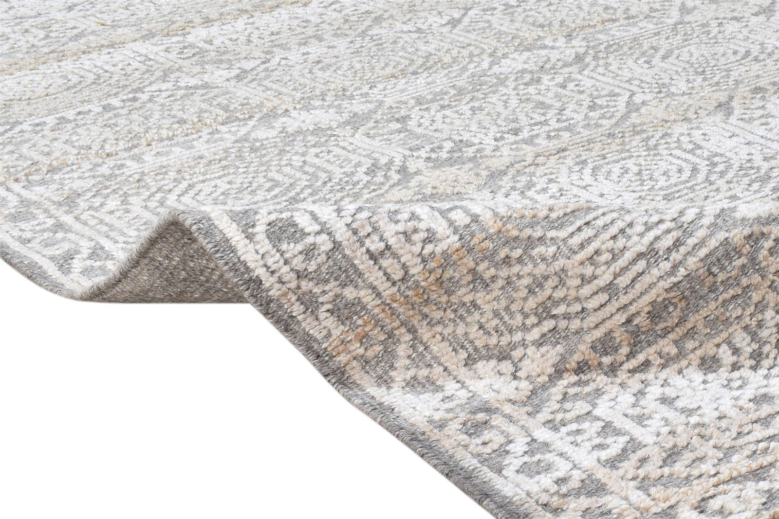 Wool Silk Brown Rug 6' X 9' Modern Hand Knotted Moroccan Geometric Large Carpet   7864626675861