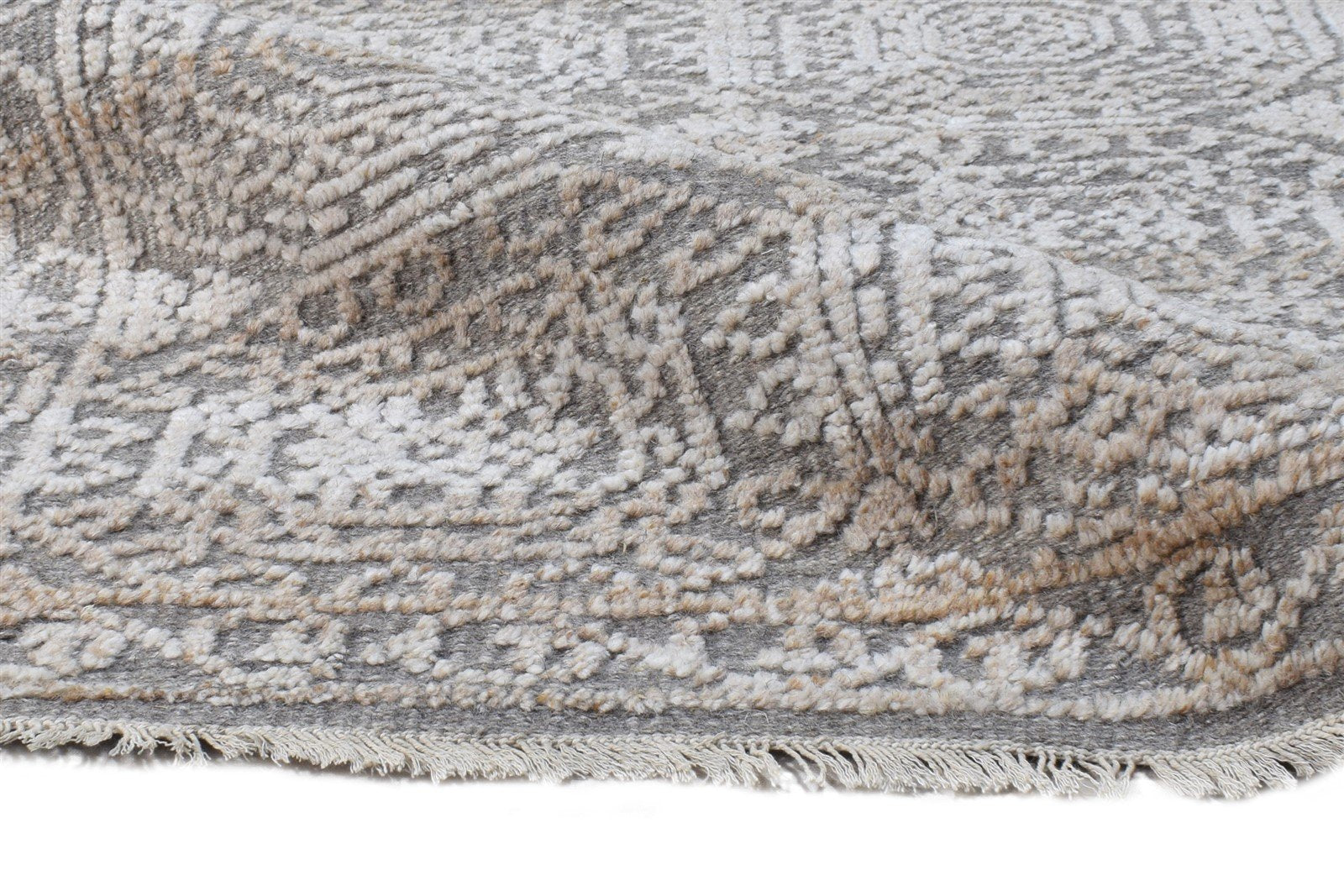 Wool Silk Brown Rug 6' X 9' Modern Hand Knotted Moroccan Geometric Large Carpet   7864626675861